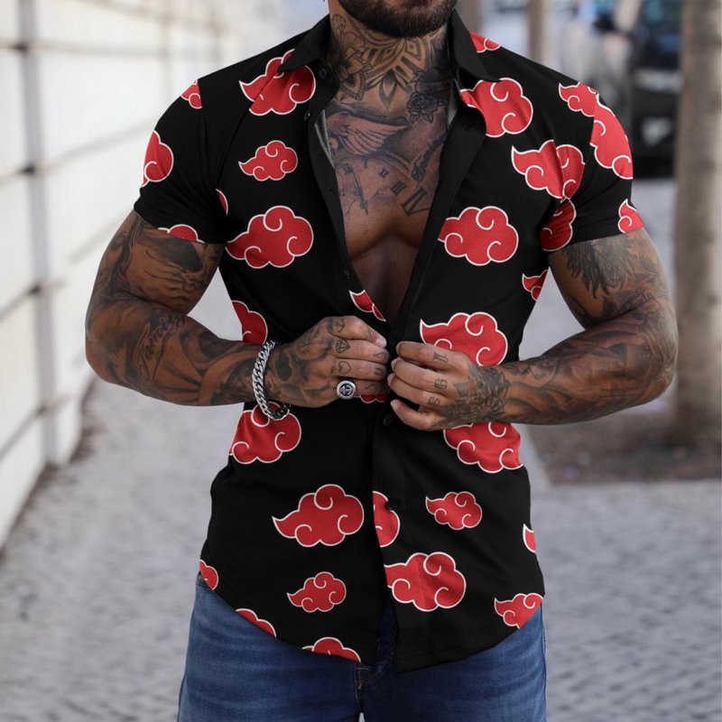 Men's Casual Hokage Printed Short Sleeve Shirt