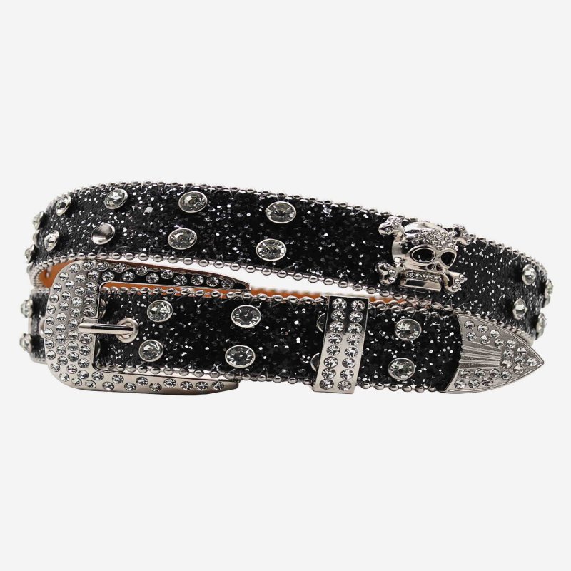 The Supermade Rhinestone Skull Belt