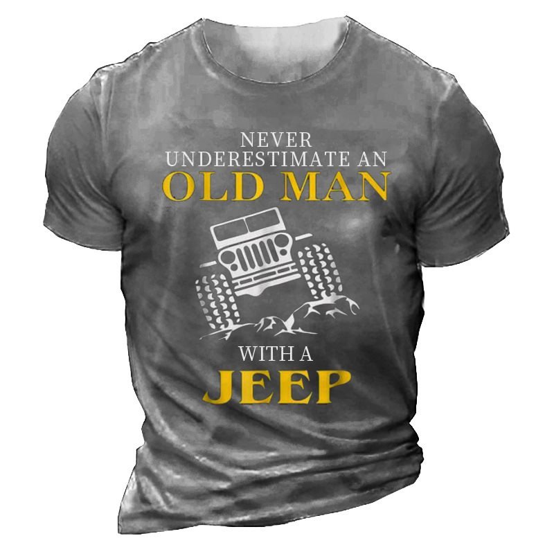 Awesome Never Underestimate An Old Man With A Jeep Men's Cotton T-Shirt