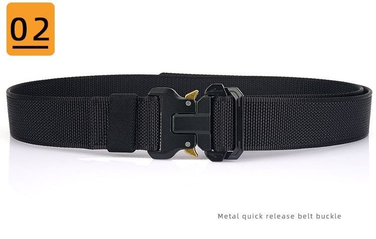 Men's Nylon Braided Double Loop Quick Release Buckle Non-hole Adjustable Outdoor Tactical Belt