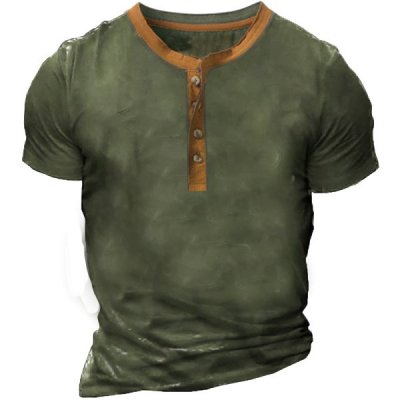 Men's Outdoor Retro Tactical Henley T-Shirt