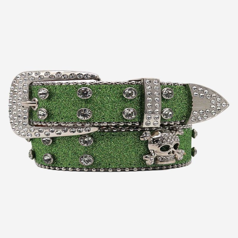The Supermade Rhinestone Skull Belt