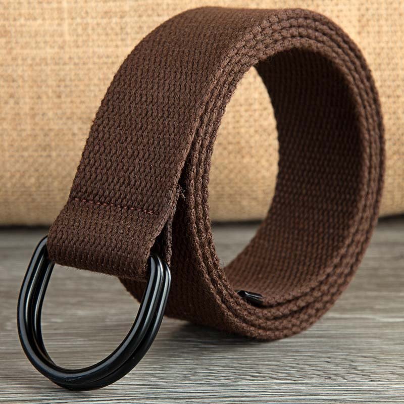 Men's Casual D-buckle Double-ring Buckle Canvas Belt