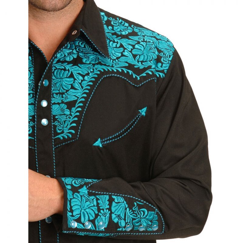 MENS EMBROIDERED WESTERN LONG SLEEVE SHIRT