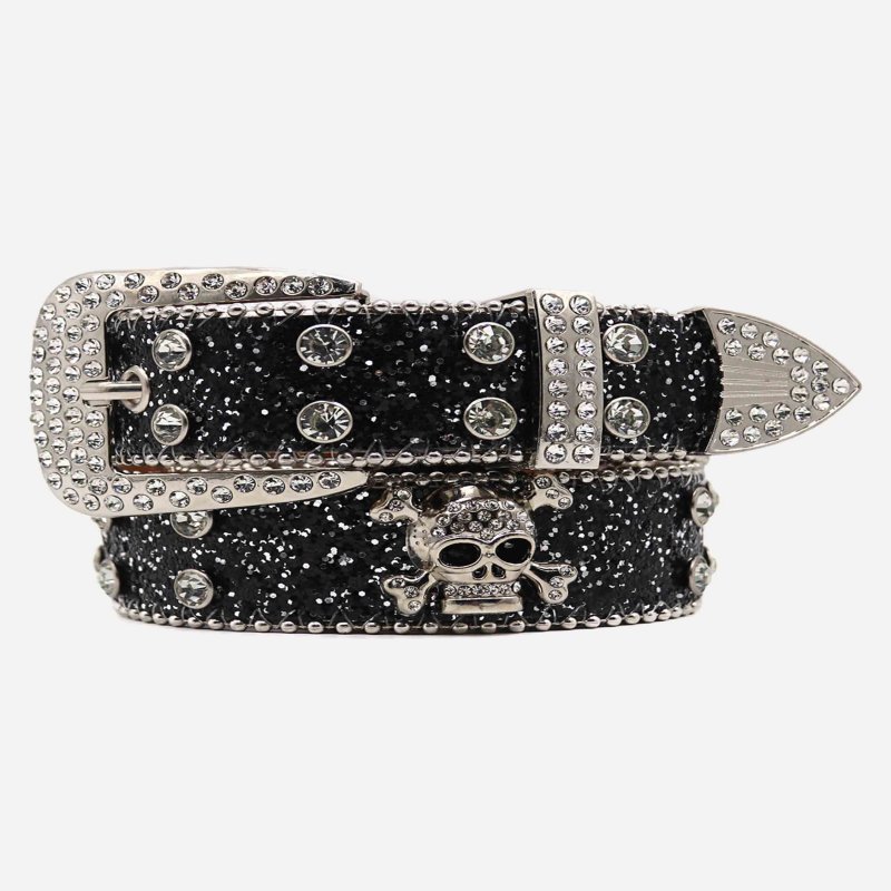 The Supermade Rhinestone Skull Belt