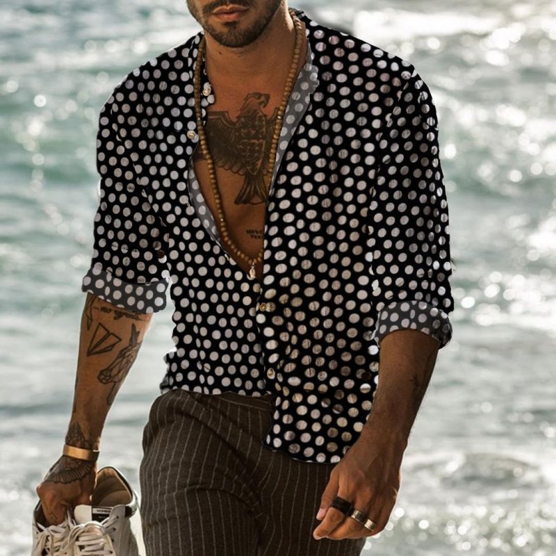 Casual Holiday Polka Dot Print Men's Shirt