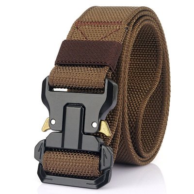 Men's Nylon Braided Double Loop Quick Release Buckle Non-hole Adjustable Outdoor Tactical Belt