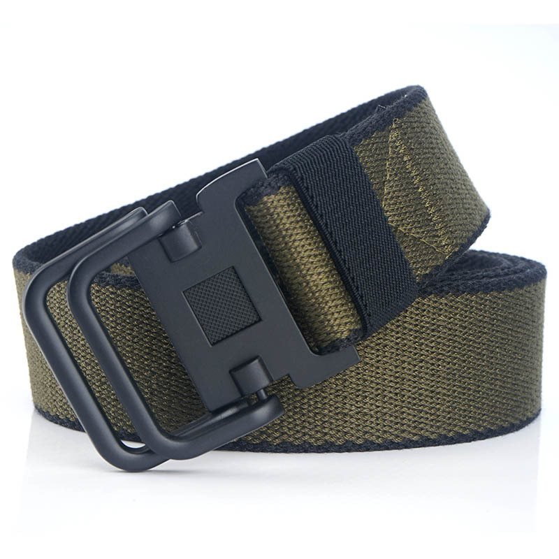 Men's Sports Casual Canvas Double Loop Metal Buckle Belt