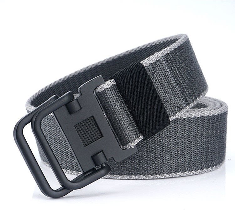 Men's Sports Casual Canvas Double Loop Metal Buckle Belt