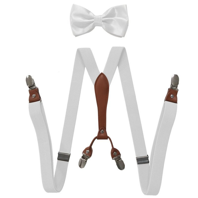 Suspenders Bow Set Y-Back Clip 1920s Roaring 20s Elastic Wide Suspenders