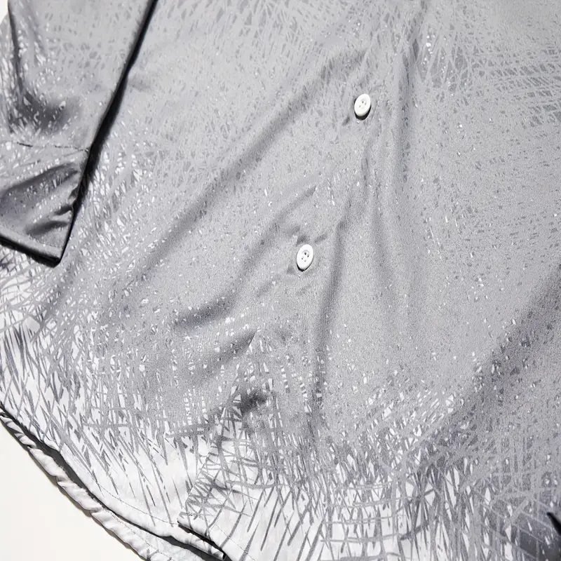Men's Shirt Gray 3D Print Outdoor Street Long Sleeve Button-Down Print Casual Breathable