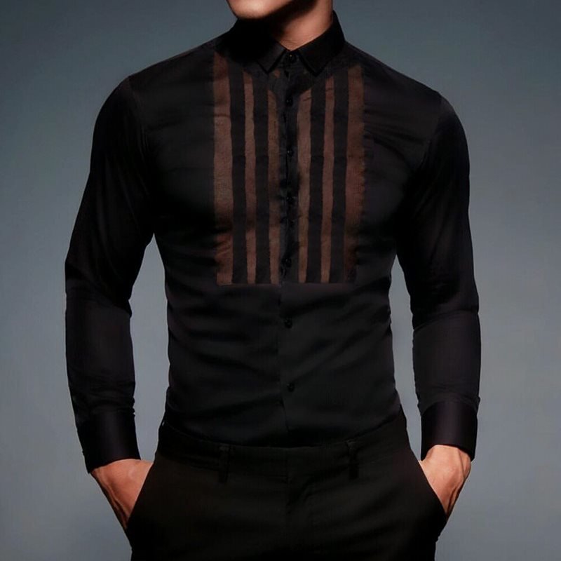 Men's Elegant And Sexy Striped Patchwork Shirt