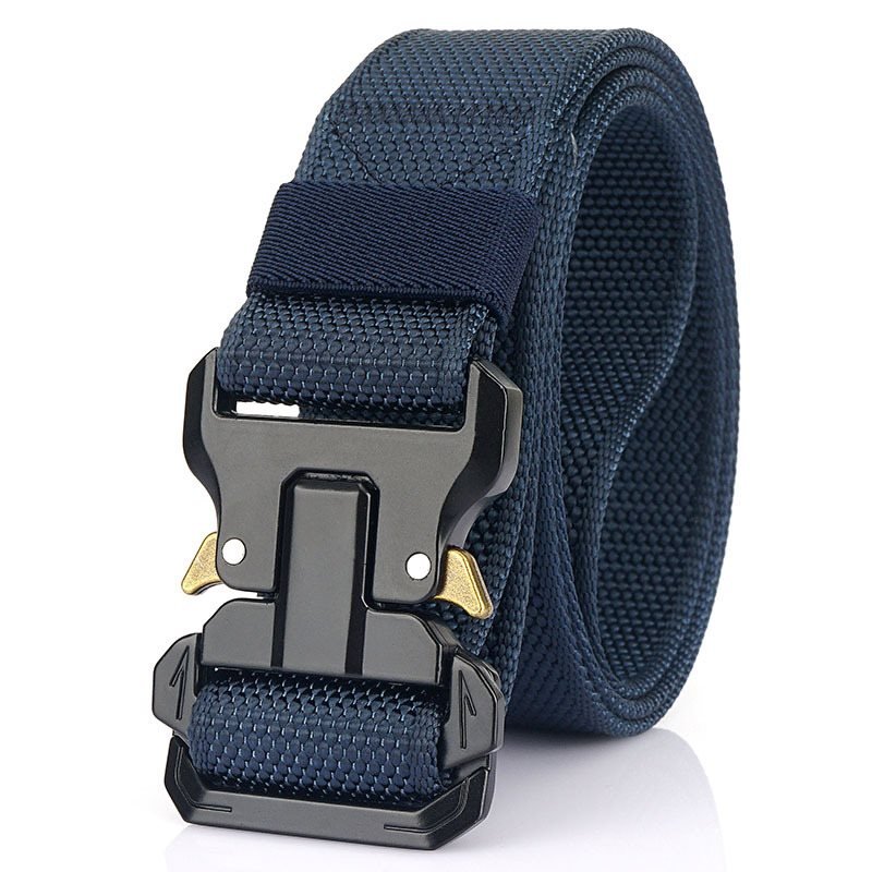 Men's Nylon Braided Double Loop Quick Release Buckle Non-hole Adjustable Outdoor Tactical Belt