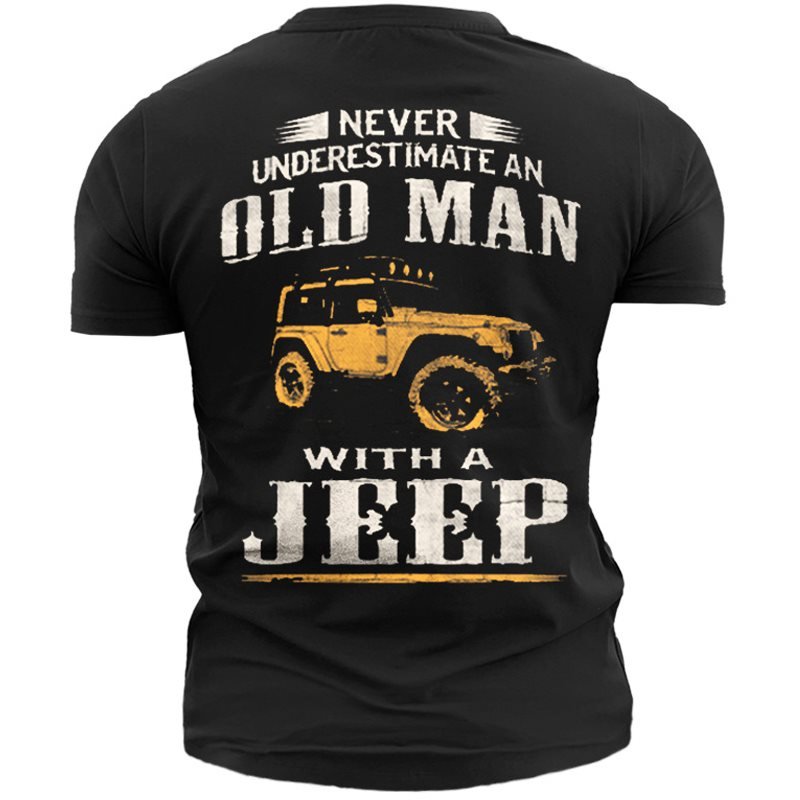 Old Man Jeep Men's Vintage Print Cotton Tee