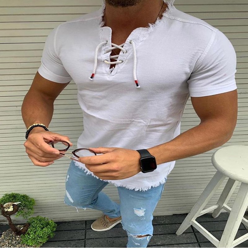 Mens Casual Short Sleeve Slim Shirt