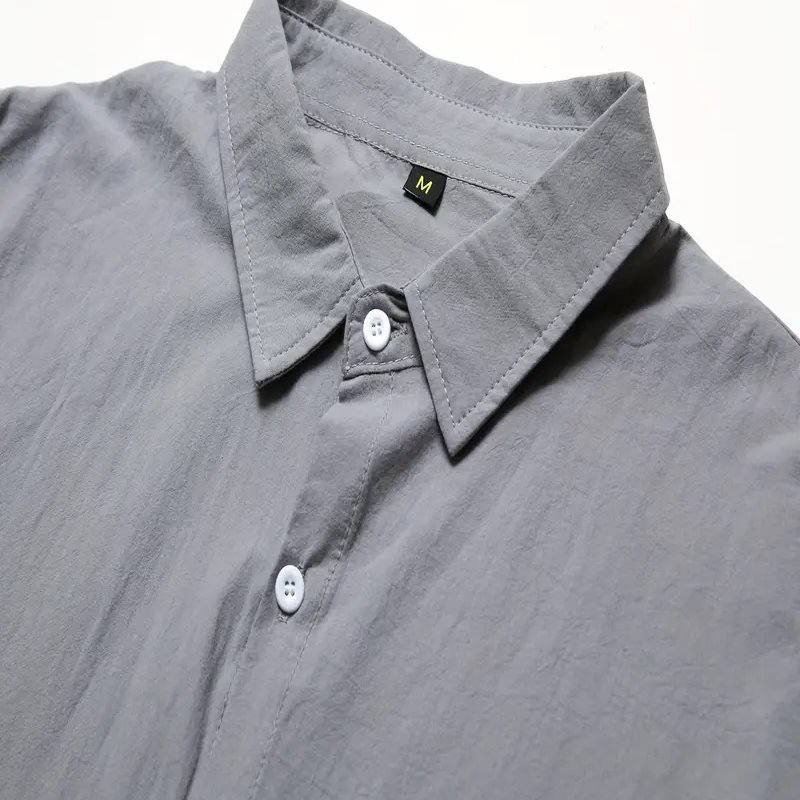 Summer Lapel Solid Color Short Sleeve Men's Linen Blouse