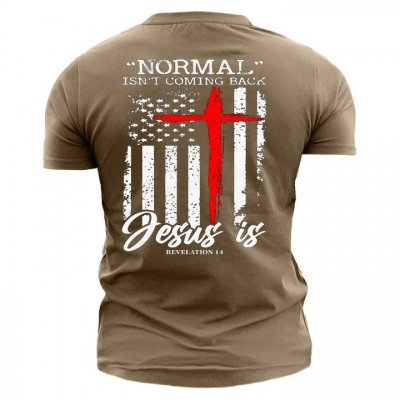 Normal Isn't Coming Back Jesus Is Revelation Men's Short Sleeve Cotton T-Shirt