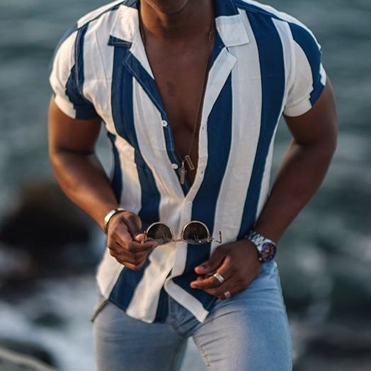 Striped Print Short Sleeve Shirt