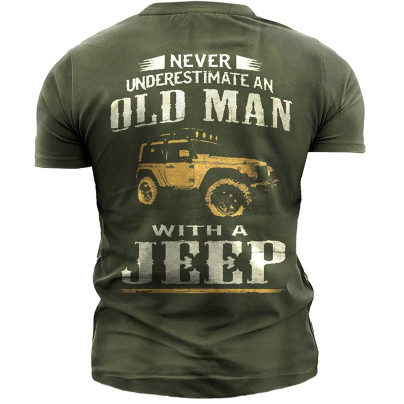 Old Man Jeep Men's Vintage Print Cotton Tee