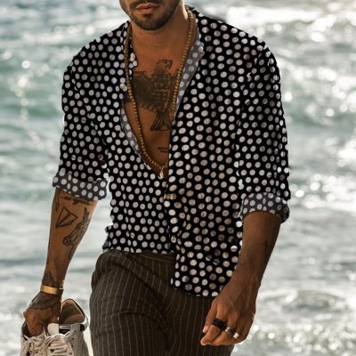 Casual Holiday Polka Dot Print Men's Shirt