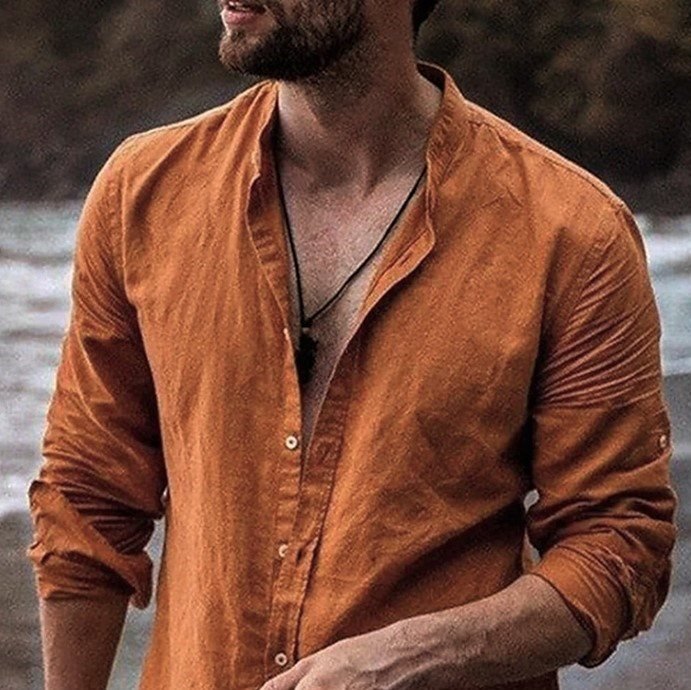 Men's Loose Long Sleeve Open Breathable Linen Shirt
