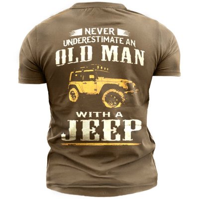 Old Man Jeep Men's Vintage Print Cotton Tee