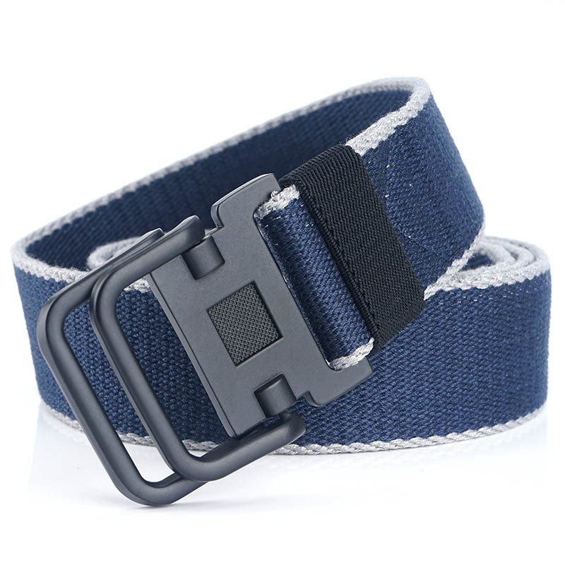Men's Sports Casual Canvas Double Loop Metal Buckle Belt