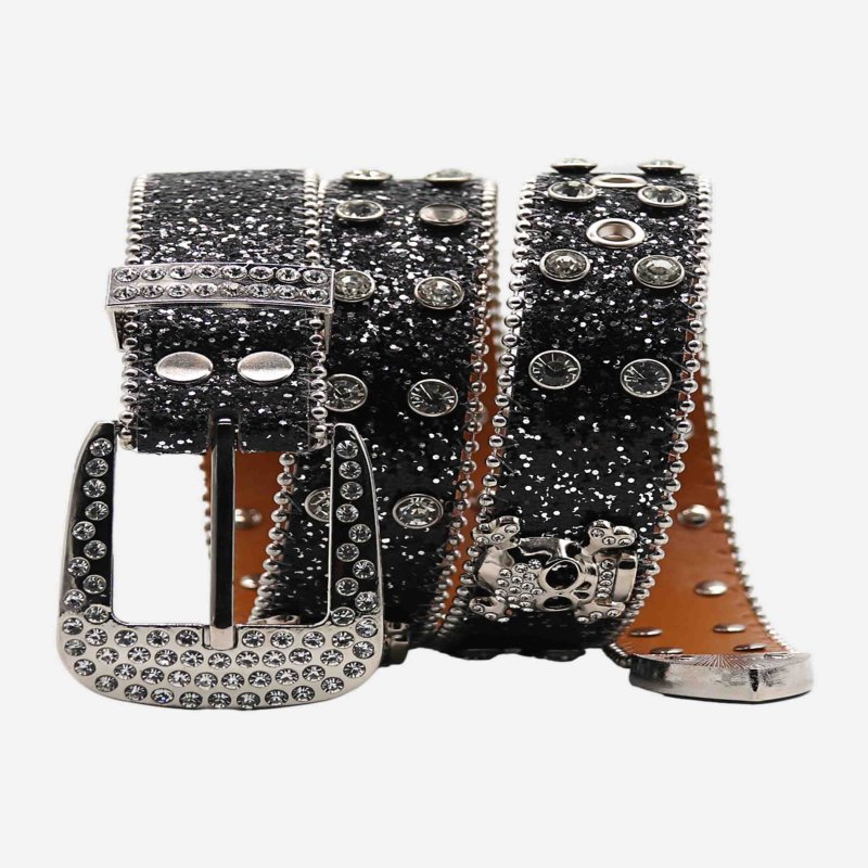 The Supermade Rhinestone Skull Belt