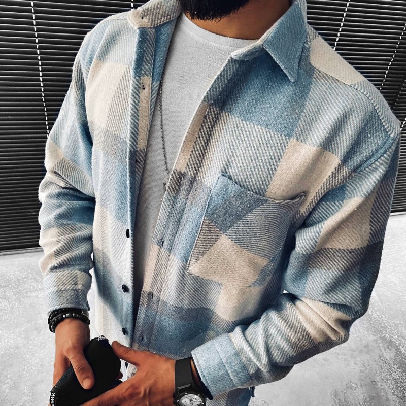 Casual Check Textured Long Sleeve Jacket