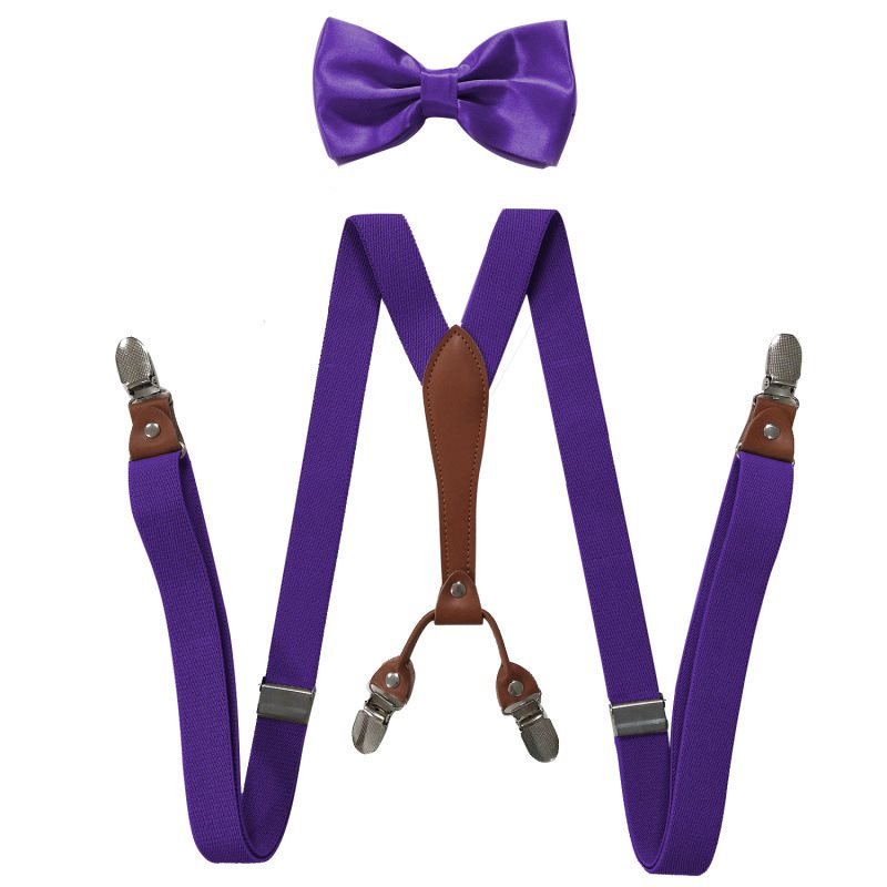 Suspenders Bow Set Y-Back Clip 1920s Roaring 20s Elastic Wide Suspenders