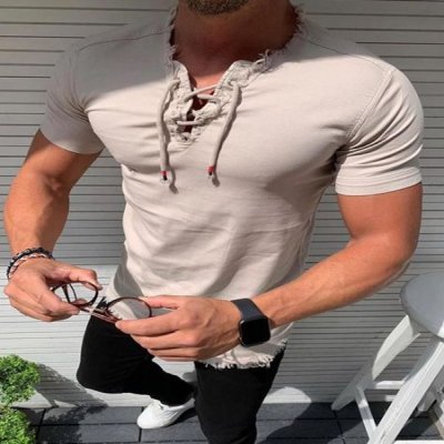 Mens Casual Short Sleeve Slim Shirt