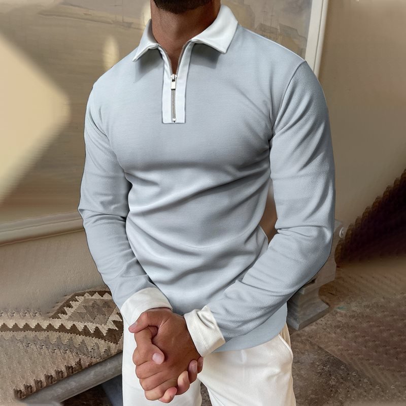 Color Block Long Sleeve Polo Shirt
