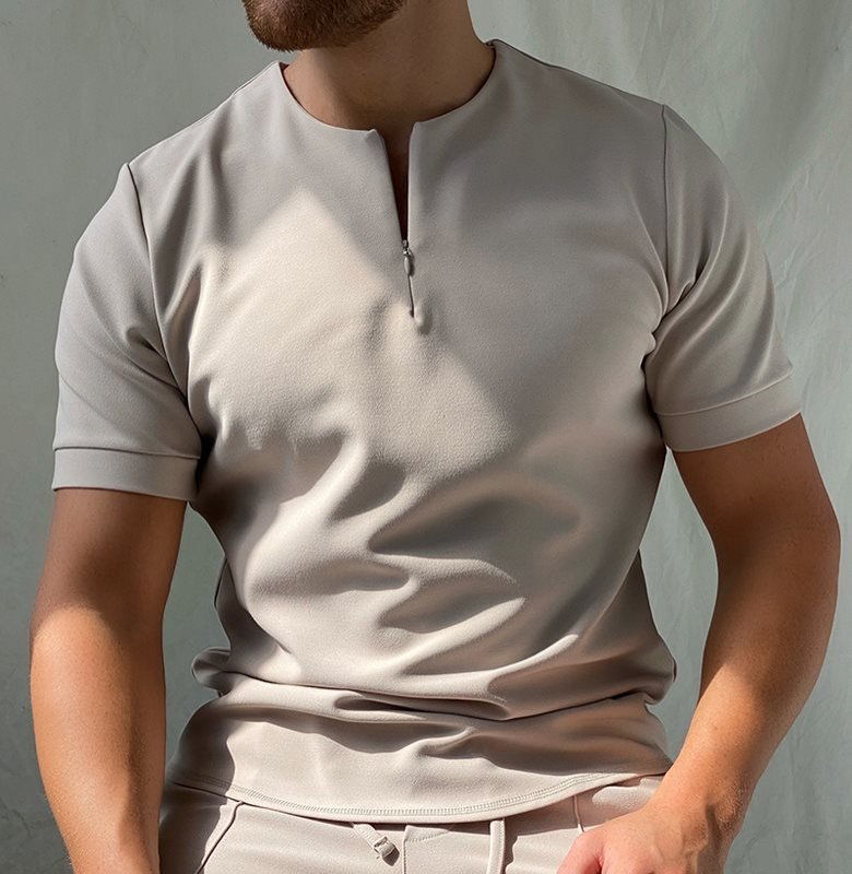 Solid Color Polo Shirt Without Zipper