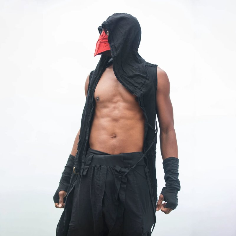Men's Holiday Sleeveless Hooded Kimono