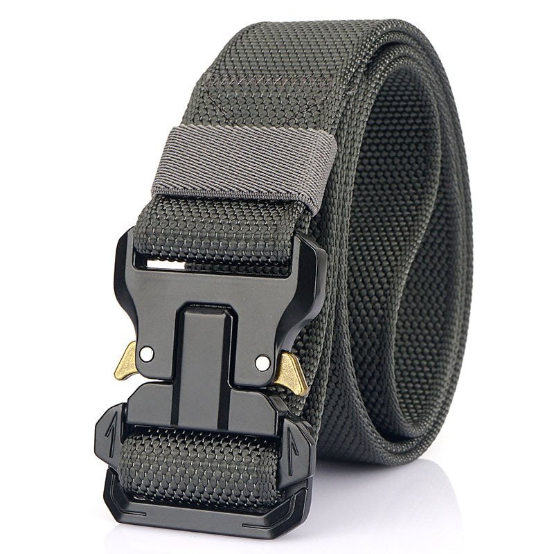 Men's Nylon Braided Double Loop Quick Release Buckle Non-hole Adjustable Outdoor Tactical Belt