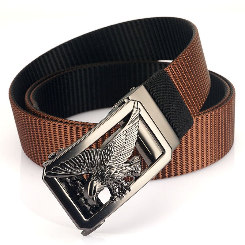 Men's Outdoor Thickened Double Color Nylon Casual Automatic Buckle Belt