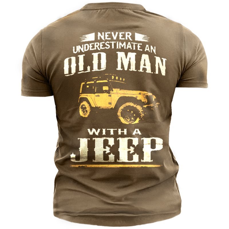 Old Man Jeep Men's Vintage Print Cotton Tee