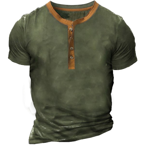 Men's Outdoor Retro Tactical Henley T-Shirt