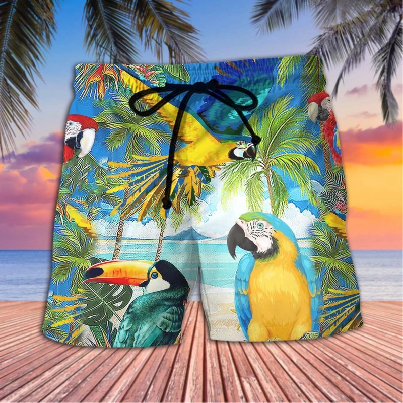 Men's Bird Seaside Beach Short Sleeve Shirt