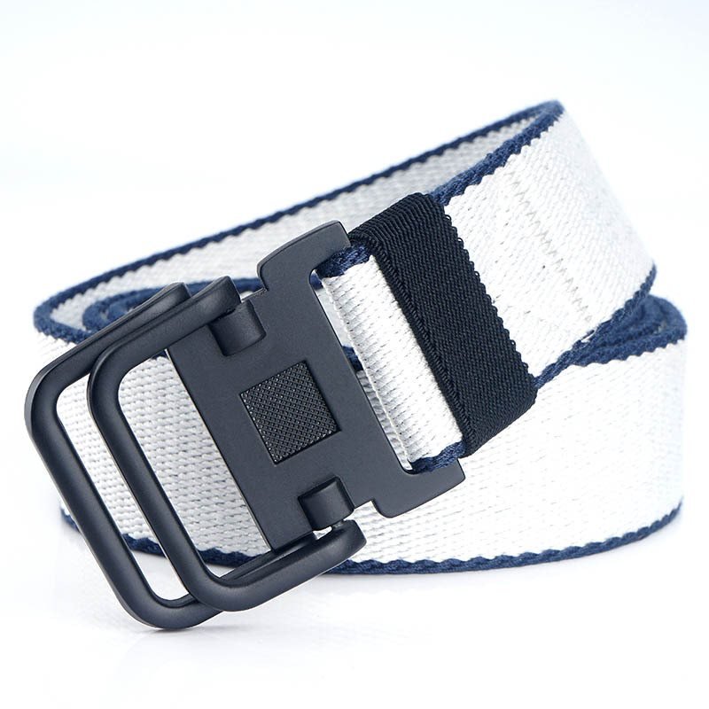 Men's Sports Casual Canvas Double Loop Metal Buckle Belt