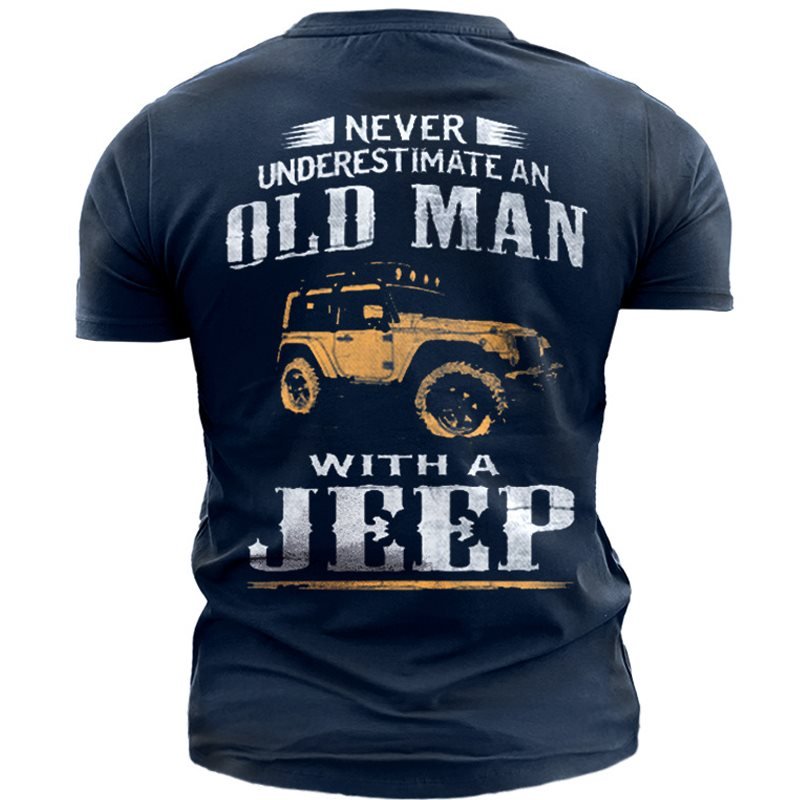 Old Man Jeep Men's Vintage Print Cotton Tee