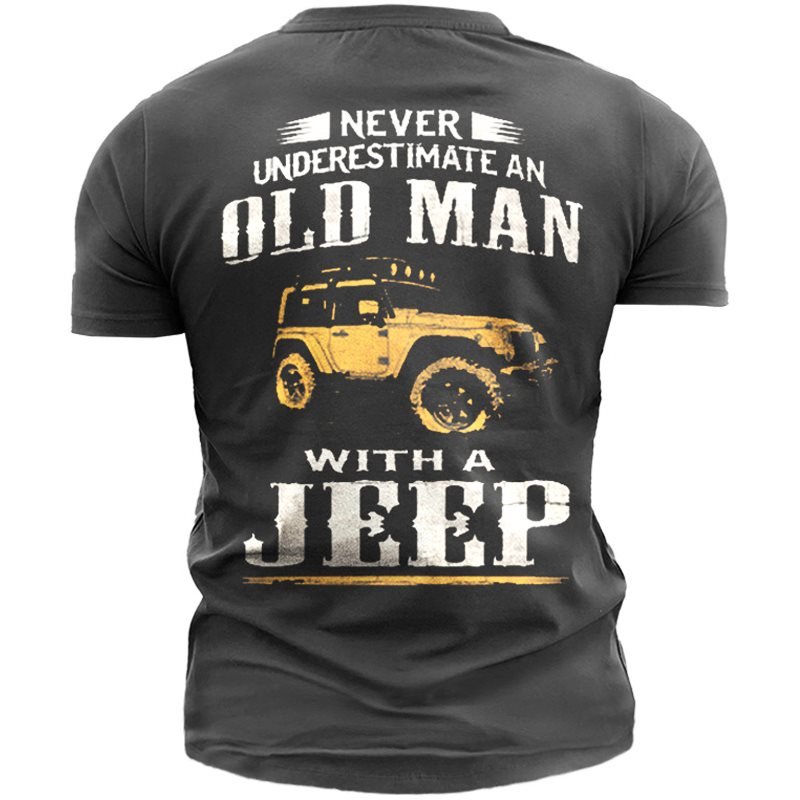 Old Man Jeep Men's Vintage Print Cotton Tee