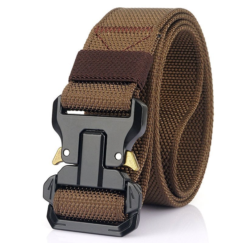 Men's Nylon Braided Double Loop Quick Release Buckle Non-hole Adjustable Outdoor Tactical Belt