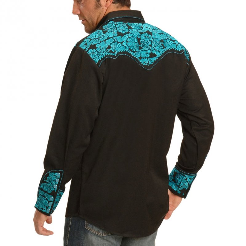 MENS EMBROIDERED WESTERN LONG SLEEVE SHIRT