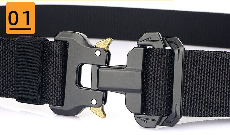 Men's Nylon Braided Double Loop Quick Release Buckle Non-hole Adjustable Outdoor Tactical Belt