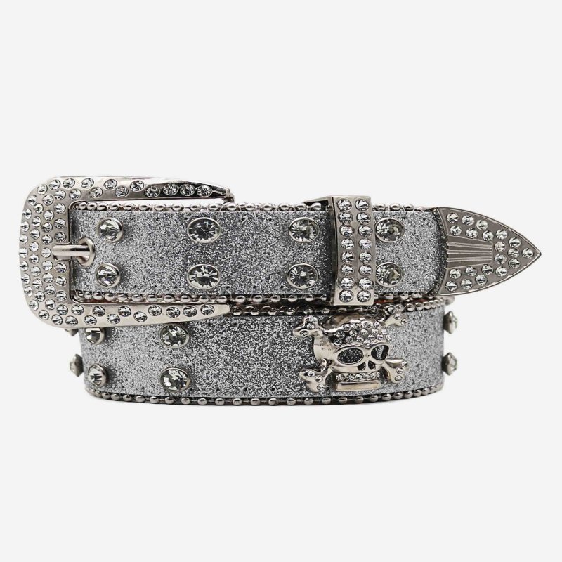 The Supermade Rhinestone Skull Belt