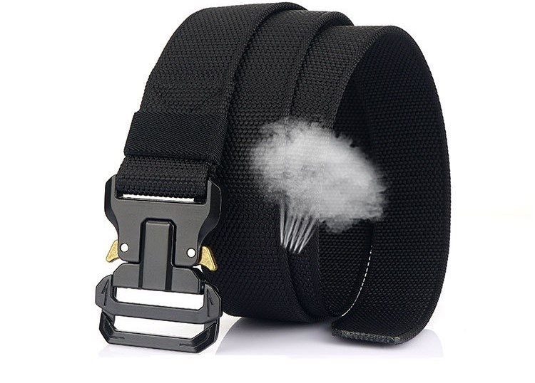 Men's Nylon Braided Double Loop Quick Release Buckle Non-hole Adjustable Outdoor Tactical Belt