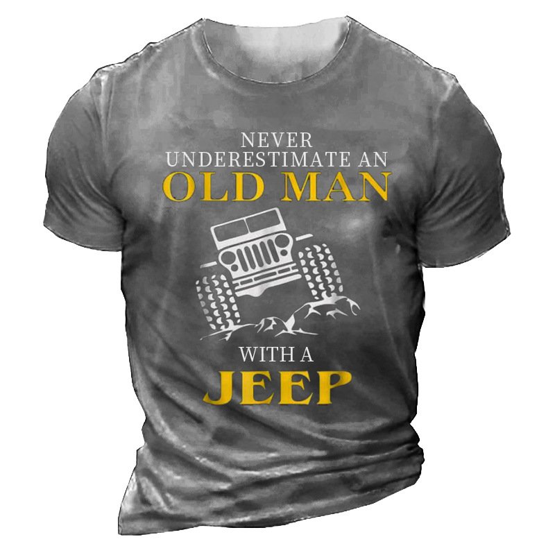 Awesome Never Underestimate An Old Man With A Jeep Men's Cotton T-Shirt