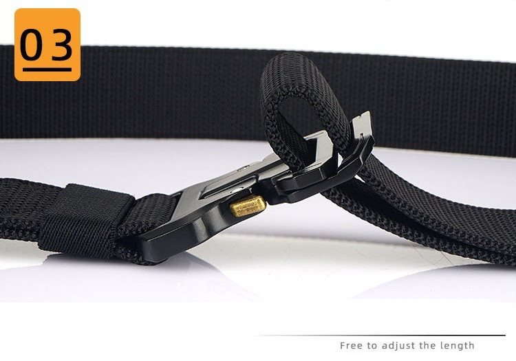 Men's Nylon Braided Double Loop Quick Release Buckle Non-hole Adjustable Outdoor Tactical Belt
