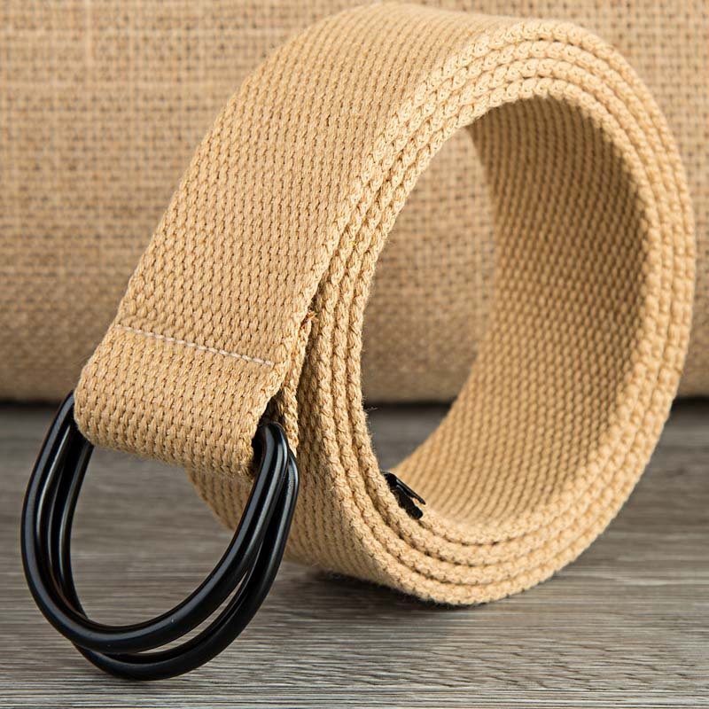 Men's Casual D-buckle Double-ring Buckle Canvas Belt